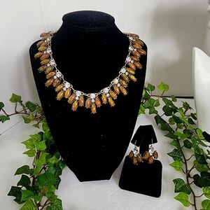 Statement AB Collar Necklace Earrings Set